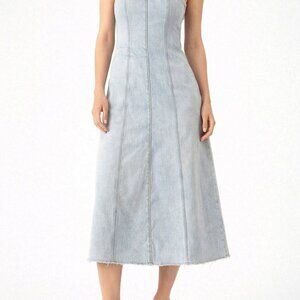 We Wore What Denim Strapless MIDI Dress Size 2 NWT